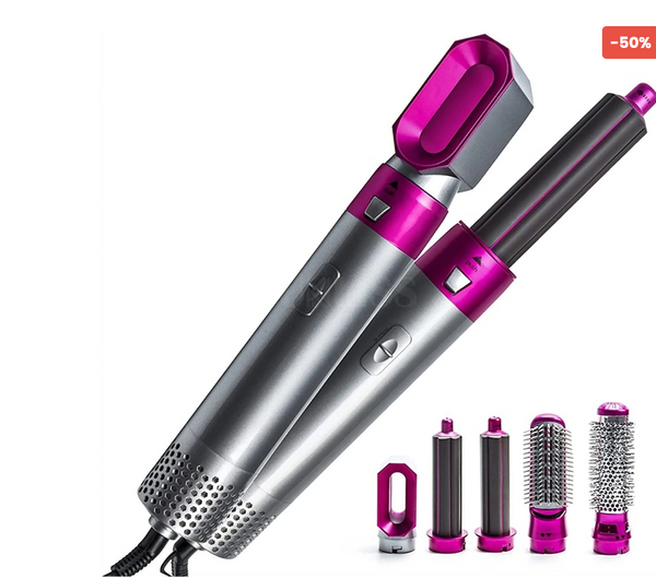 5 IN 1 Hair Dryer, Straightener, Curler, Electric Hair Comb, Hair Curling Wand Detachable Brush